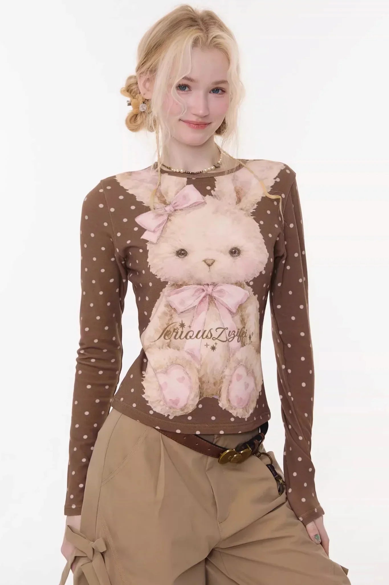 Rabbit Print Polka Dot Top