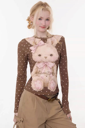 Rabbit Print Polka Dot Top