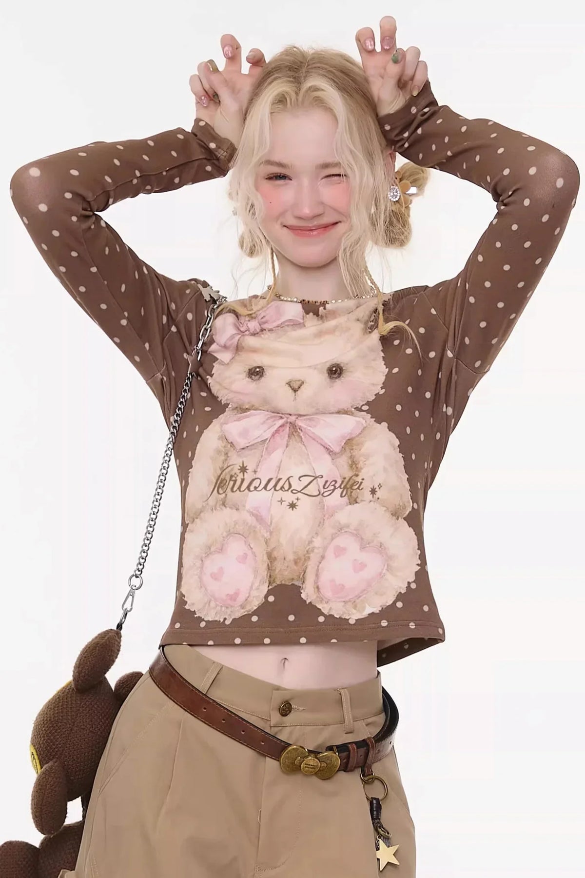Rabbit Print Polka Dot Top