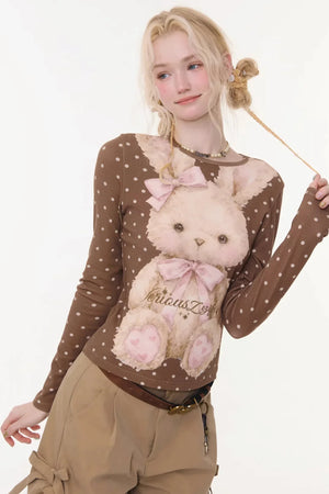 Rabbit Print Polka Dot Top