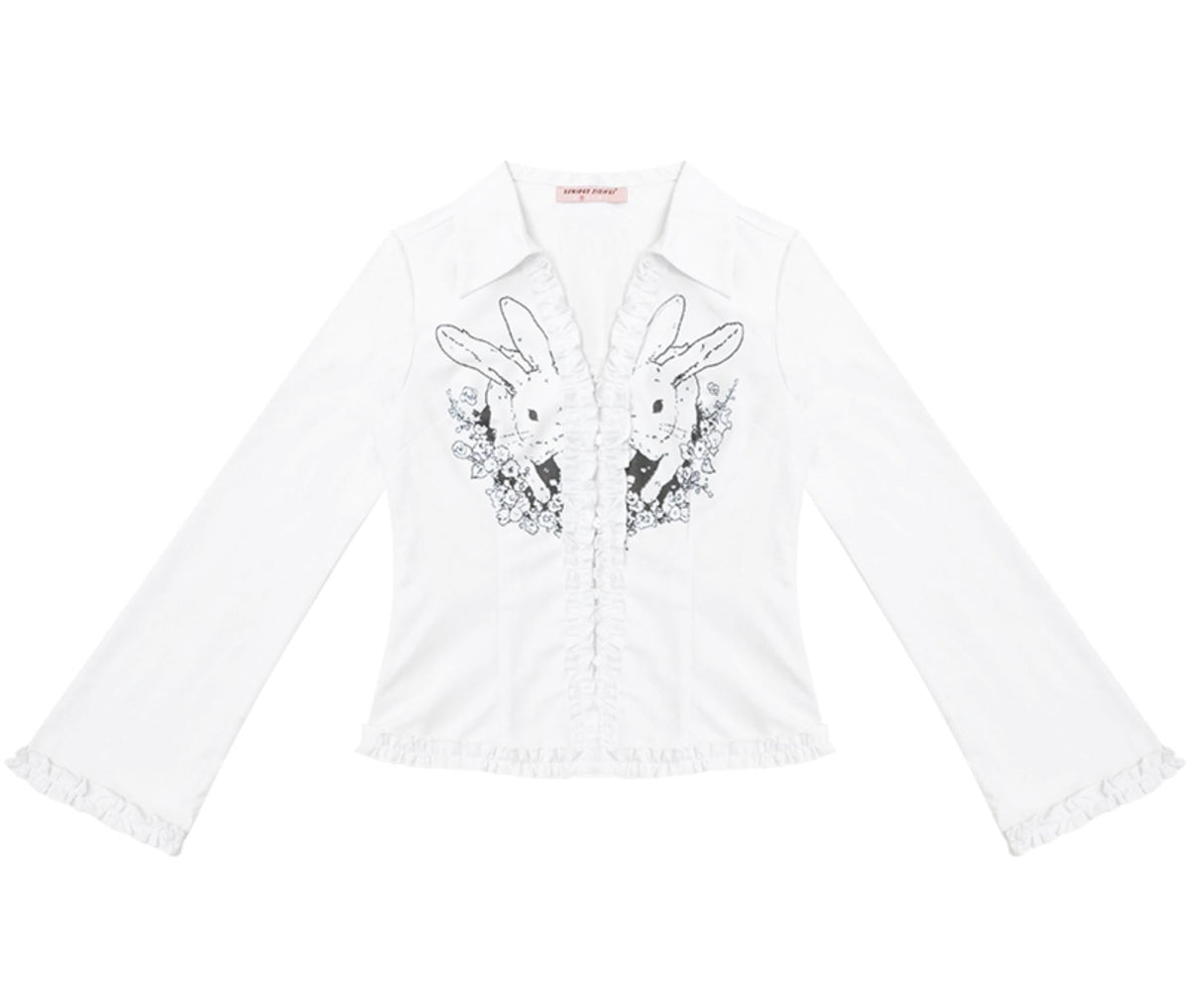 Rabbit Print Slim Long Sleeve Top