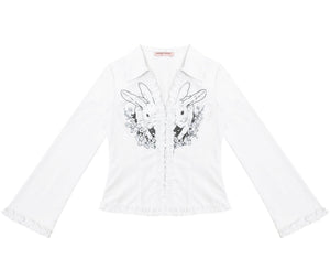Rabbit Print Slim Long Sleeve Top