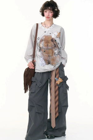 Rabbit Print V-Neck Top