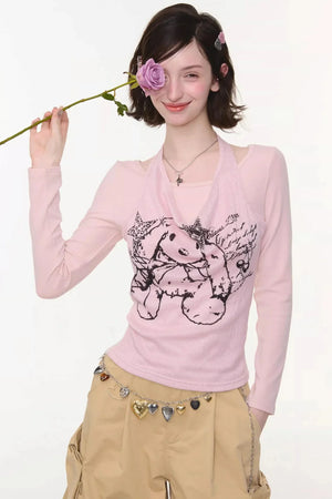 Rabbit Shadow Halter Top