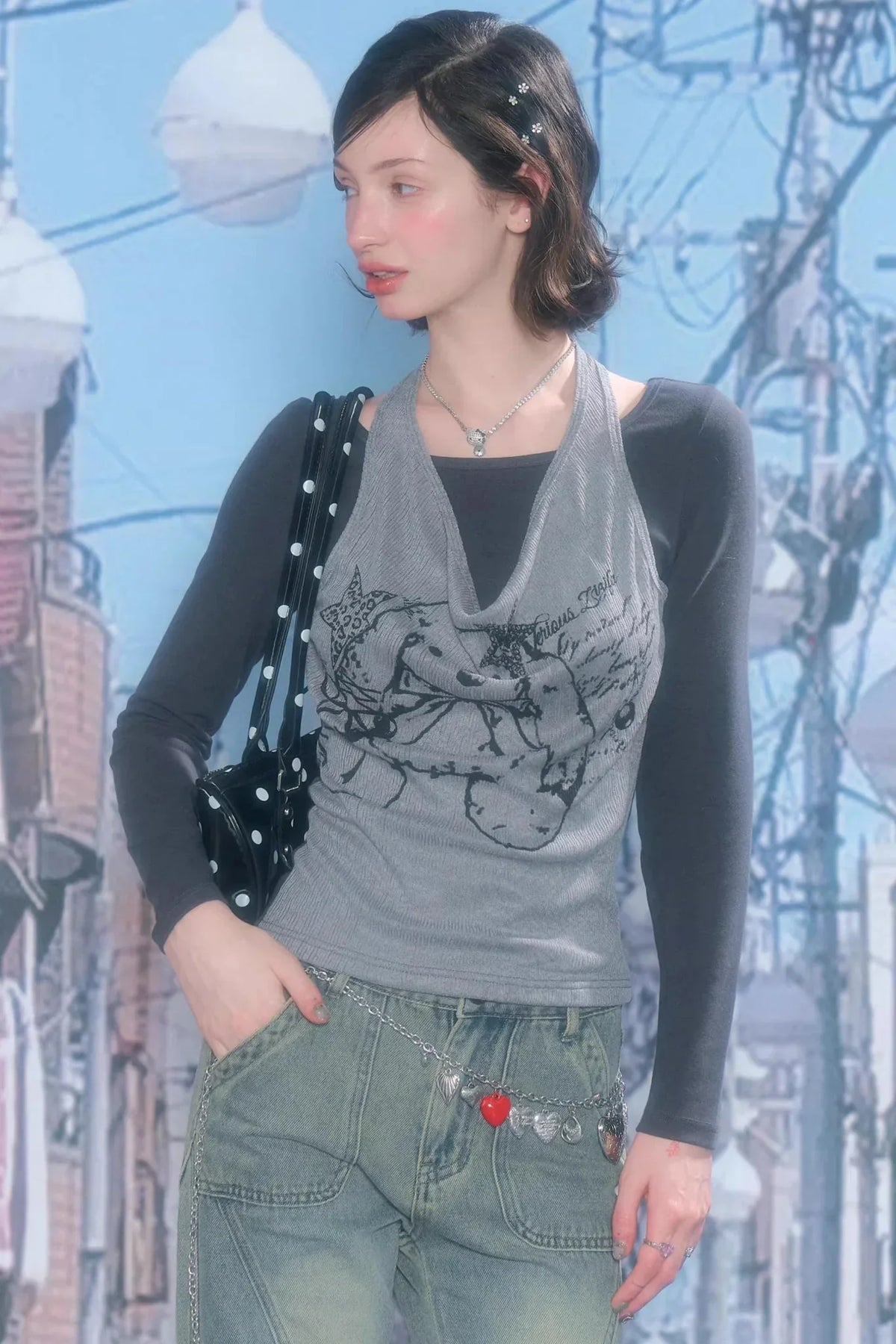 Rabbit Shadow Halter Top