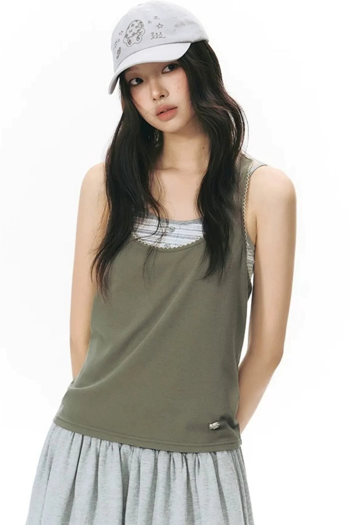Racerback Special Embroidery Trim Tank Top