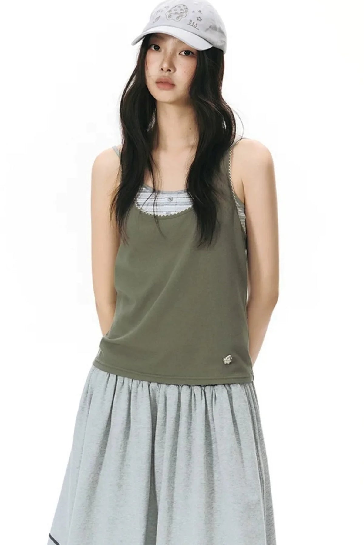 Racerback Special Embroidery Trim Tank Top