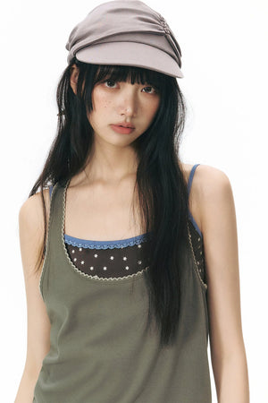 Racerback Special Embroidery Trim Tank Top