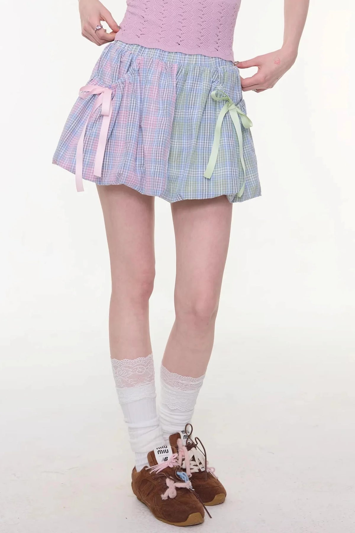 Rainbow Candy Plaid Skirt