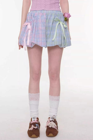Rainbow Candy Plaid Skirt