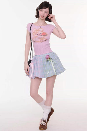 Rainbow Candy Plaid Skirt