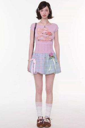 Rainbow Candy Plaid Skirt