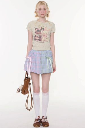 Rainbow Candy Plaid Skirt