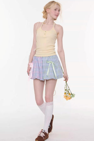 Rainbow Candy Plaid Skirt