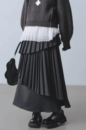 Rainy Pathway Asymmetrical Skirt