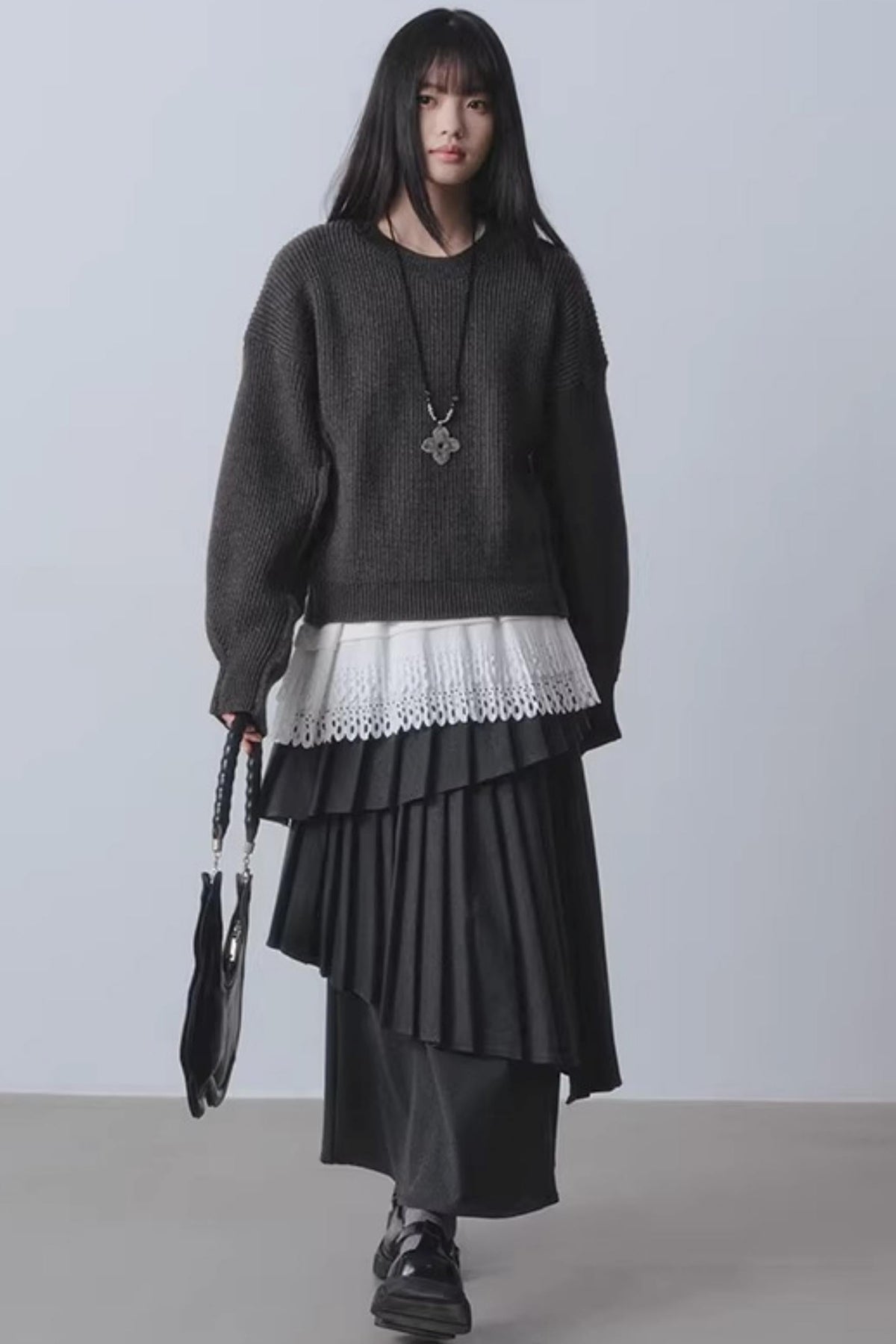 Rainy Pathway Asymmetrical Skirt