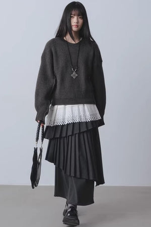 Rainy Pathway Asymmetrical Skirt