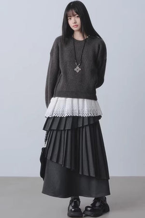 Rainy Pathway Asymmetrical Skirt