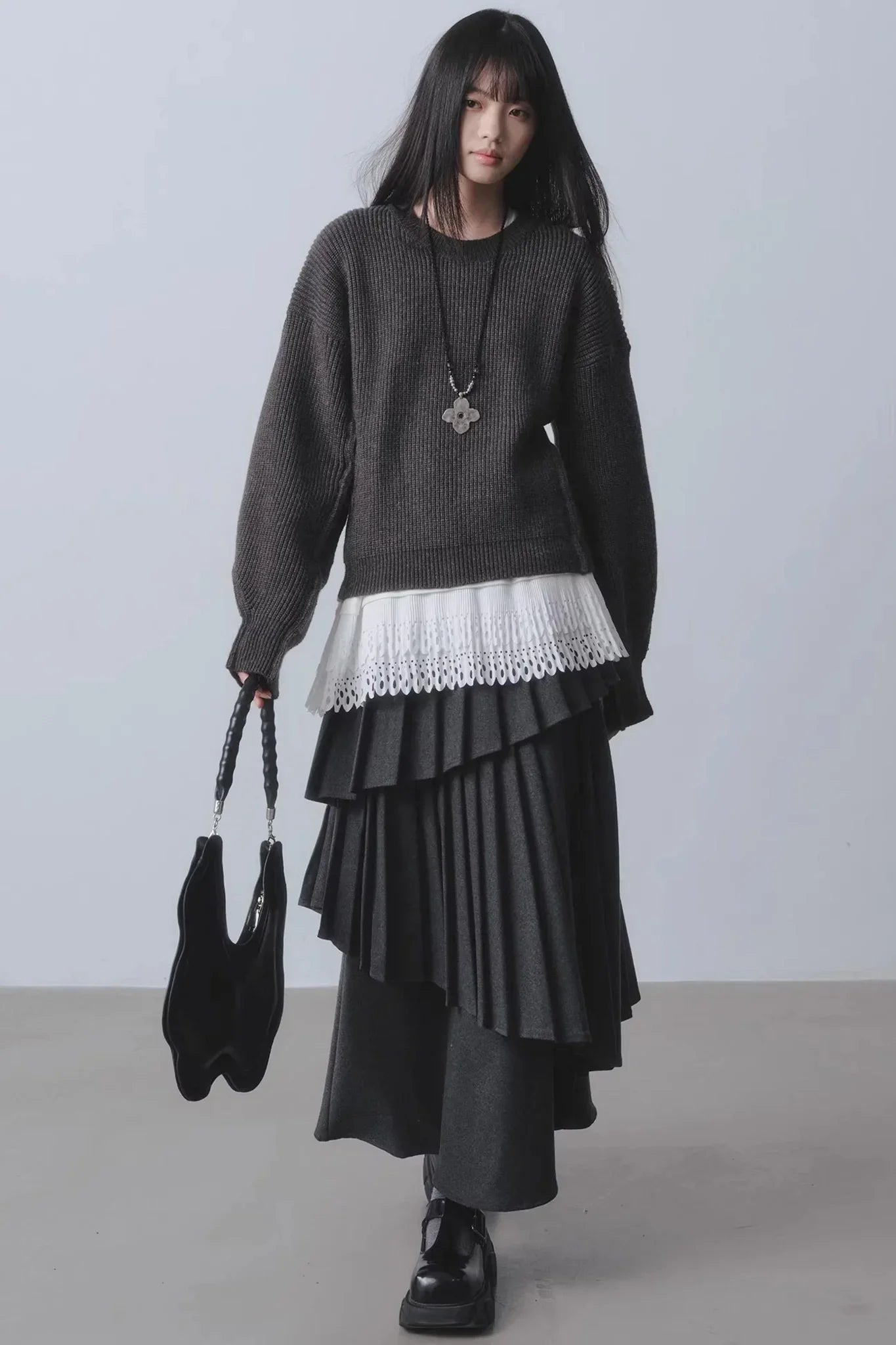 Rainy Pathway Asymmetrical Skirt