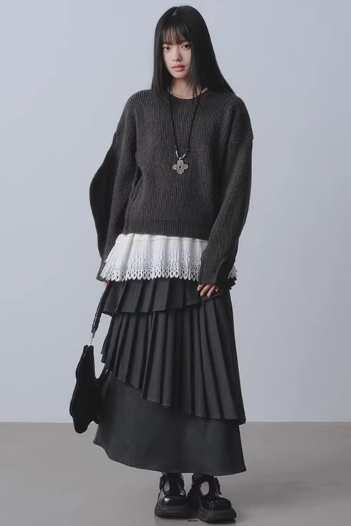 Rainy Pathway Asymmetrical Skirt