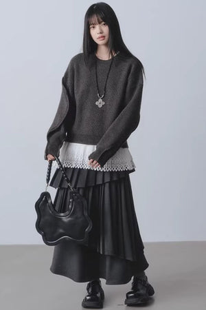 Rainy Pathway Asymmetrical Skirt
