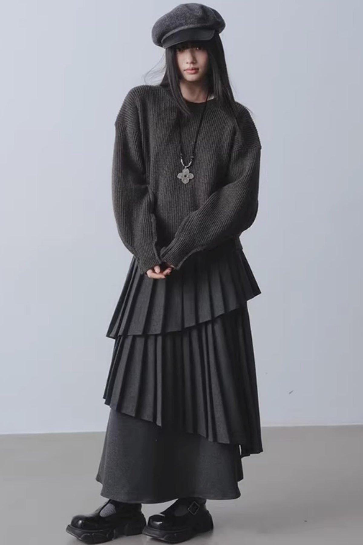 Rainy Pathway Asymmetrical Skirt
