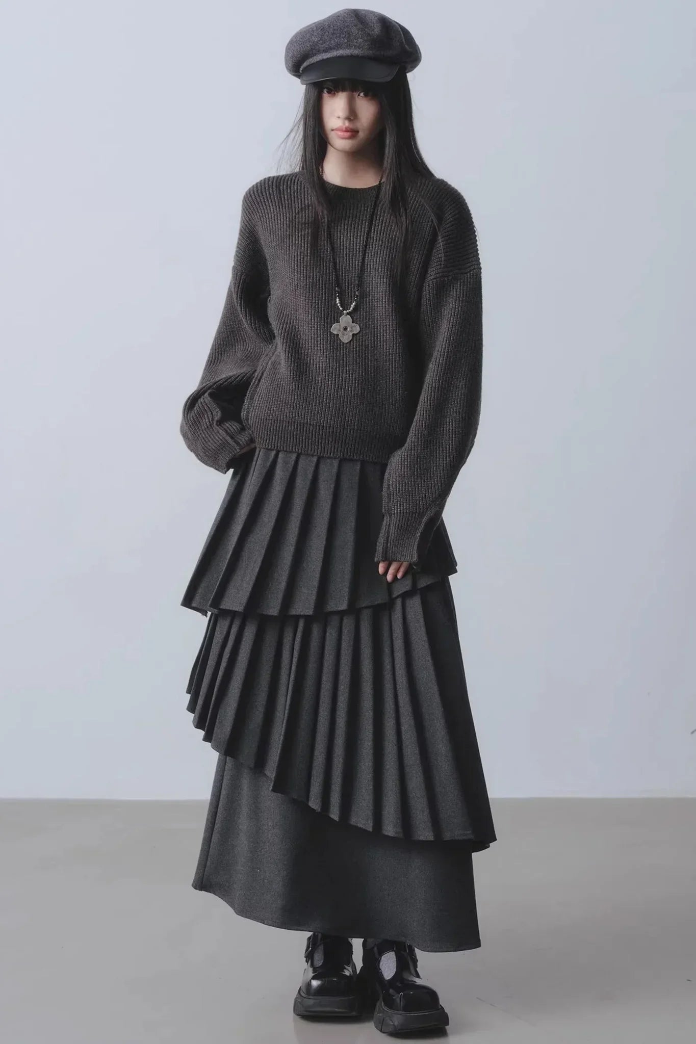 Rainy Pathway Asymmetrical Skirt