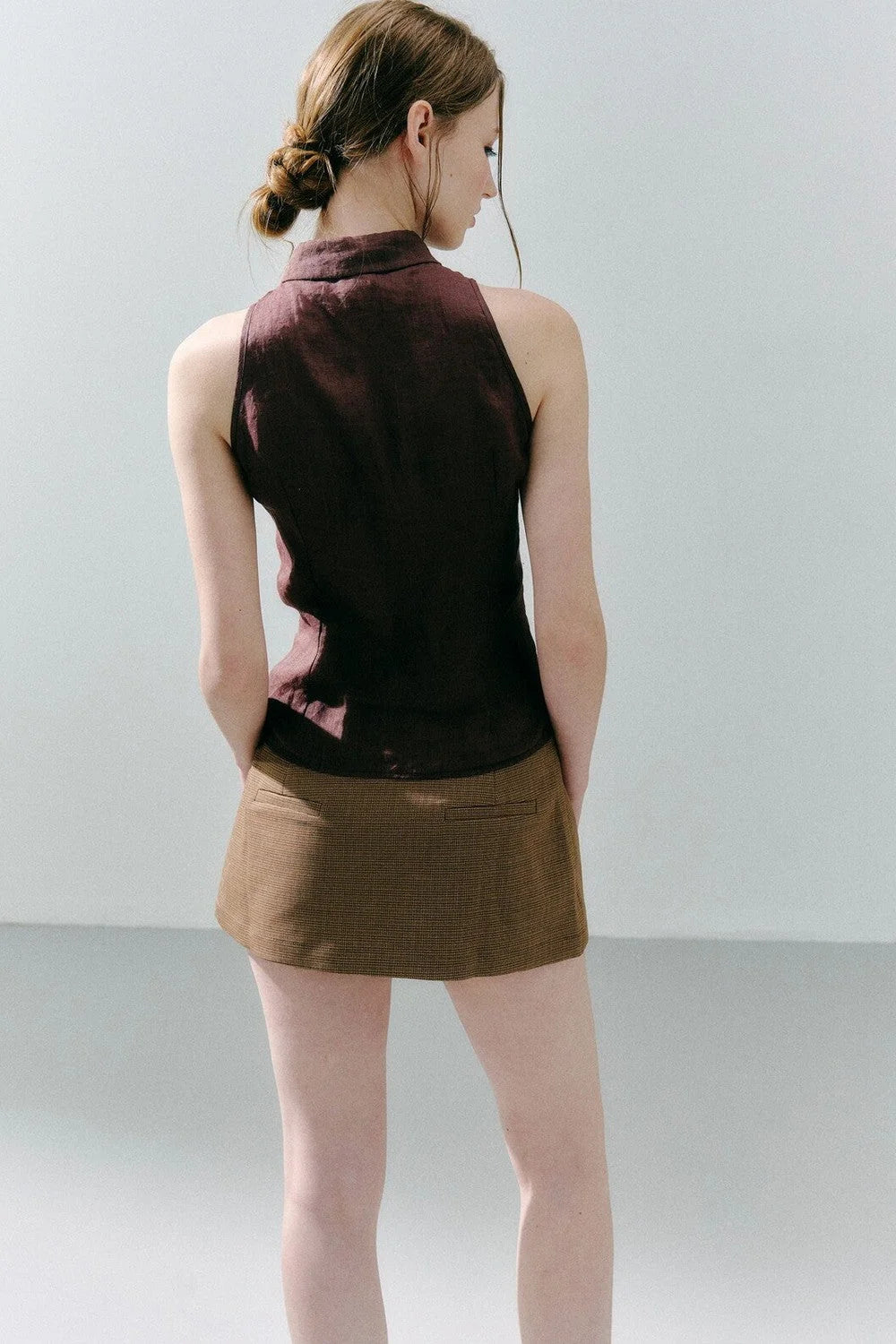 Ramie Dotted Jacquard Halter Top