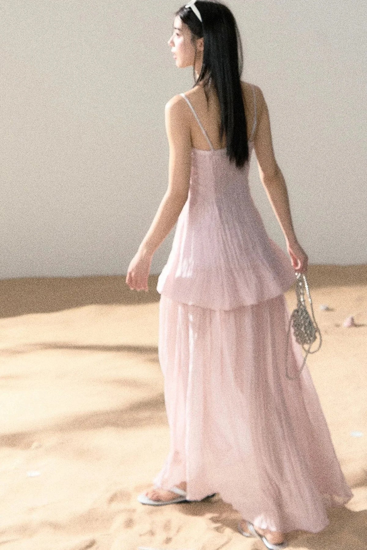 Ramie Pleated A-Line Dress
