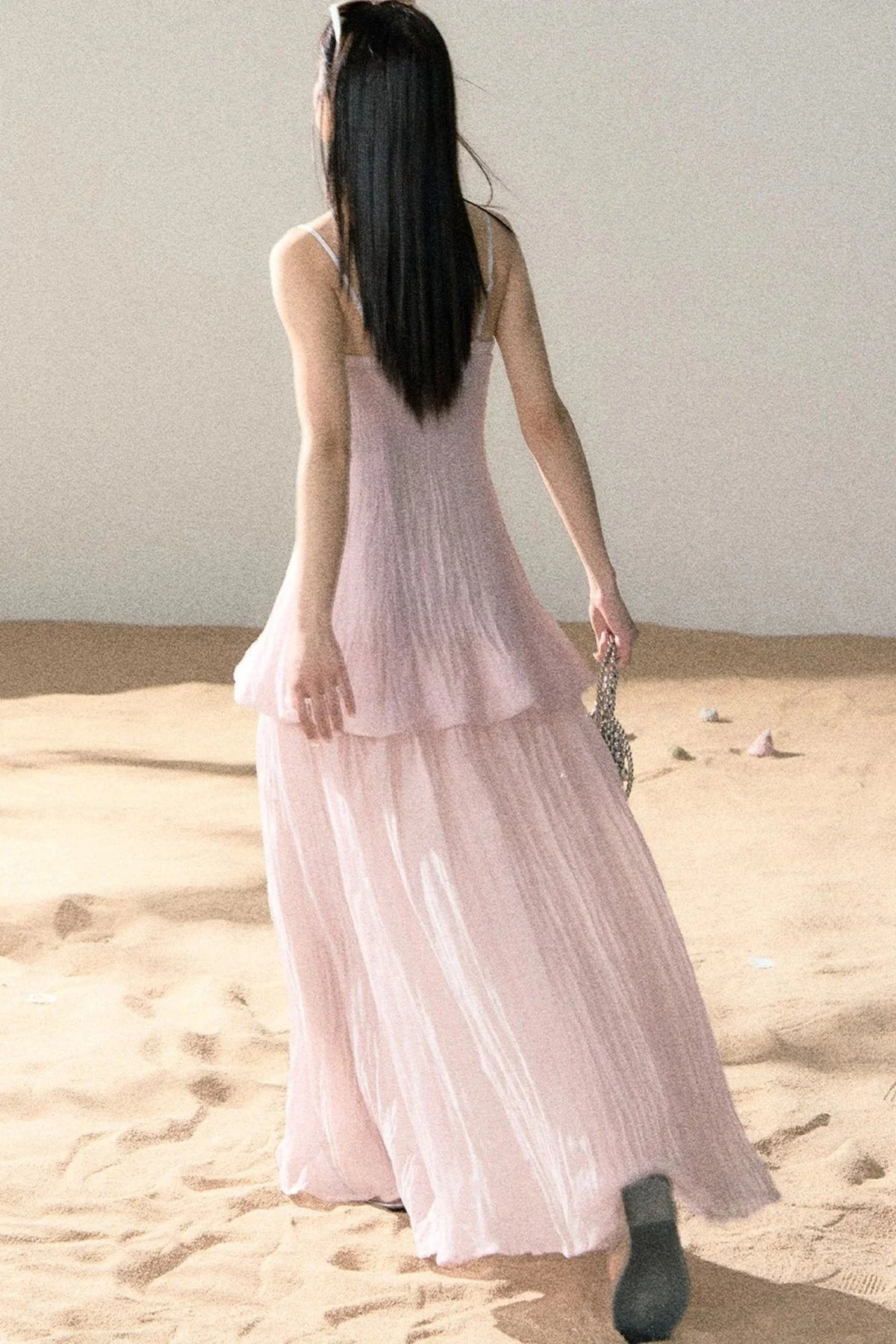 Ramie Pleated A-Line Dress