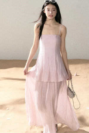 Ramie Pleated A-Line Dress