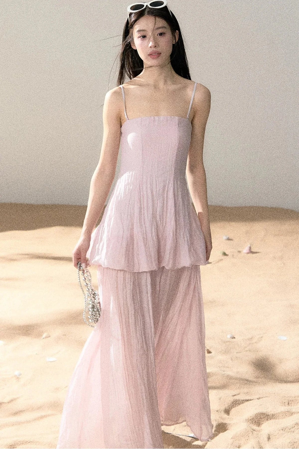 Ramie Pleated A-Line Dress