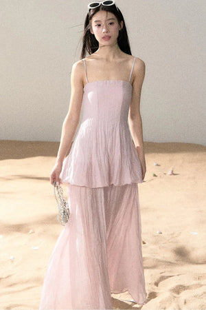 Ramie Pleated A-Line Dress