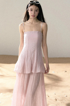 Ramie Pleated A-Line Dress