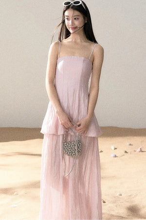 Ramie Pleated A-Line Dress