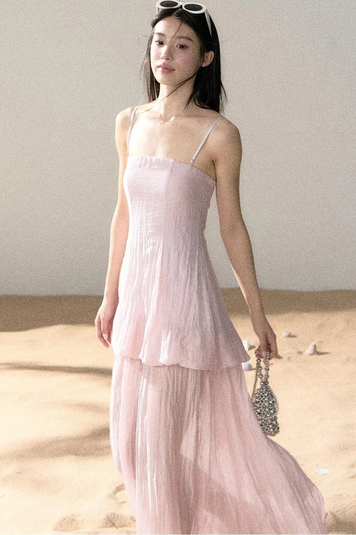 Ramie Pleated A-Line Dress