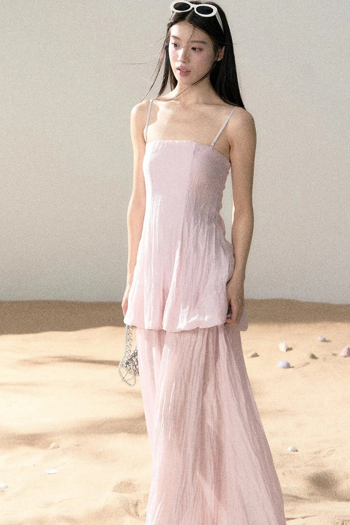 Ramie Pleated A-Line Dress