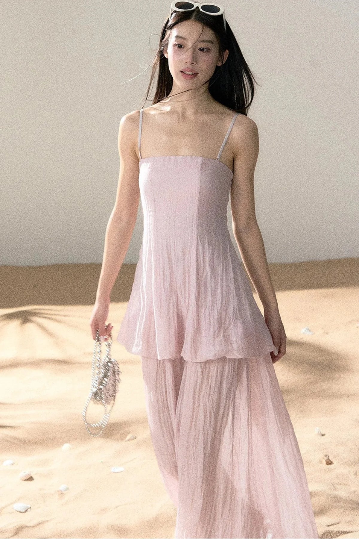 Ramie Pleated A-Line Dress