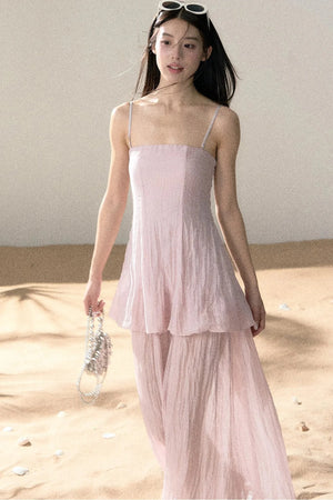 Ramie Pleated A-Line Dress
