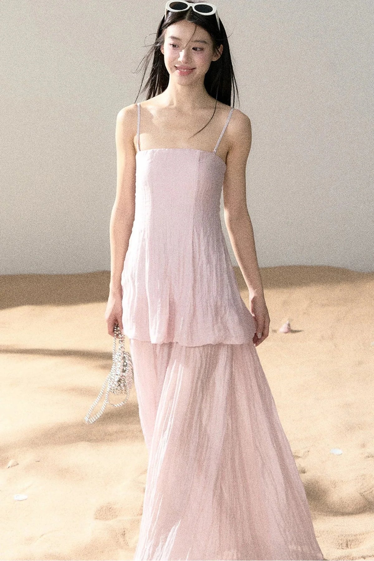 Ramie Pleated A-Line Dress
