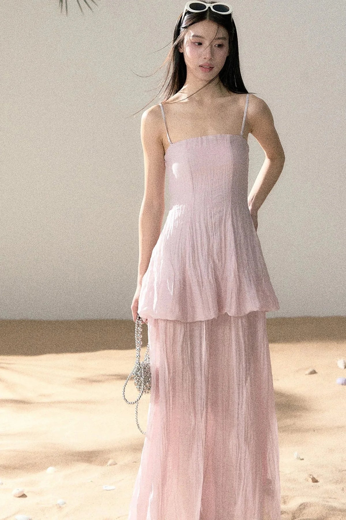 Ramie Pleated A-Line Dress