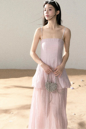 Ramie Pleated A-Line Dress