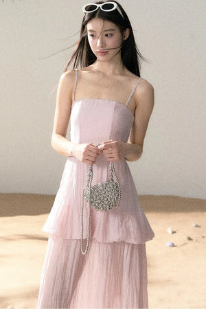 Ramie Pleated A-Line Dress
