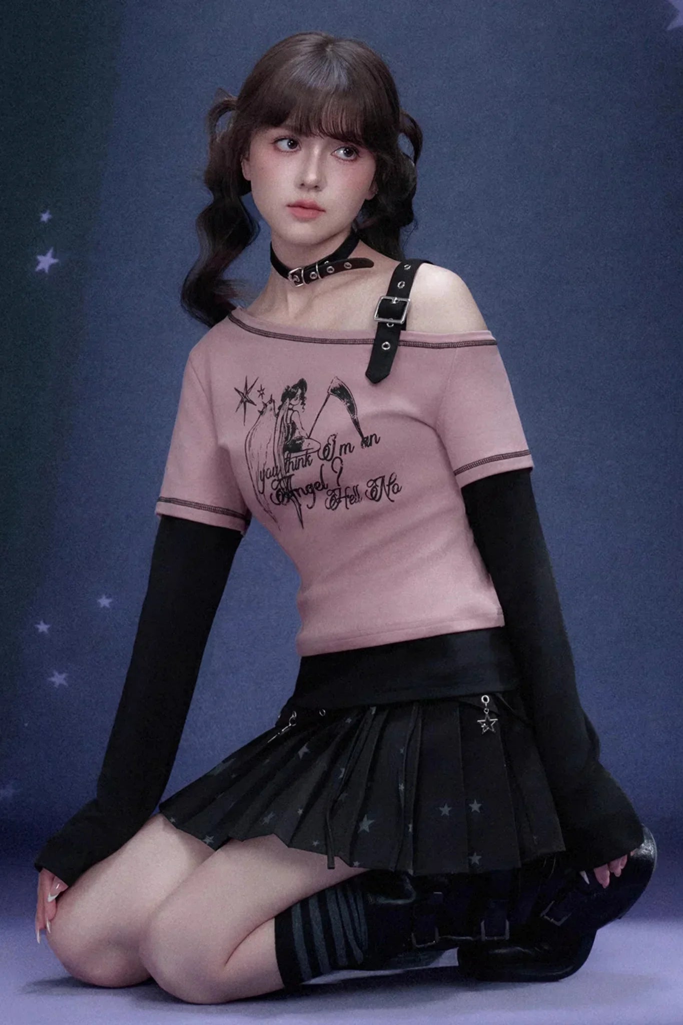 Raspberry Off-Shoulder Angel Top