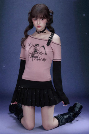 Raspberry Off-Shoulder Angel Top