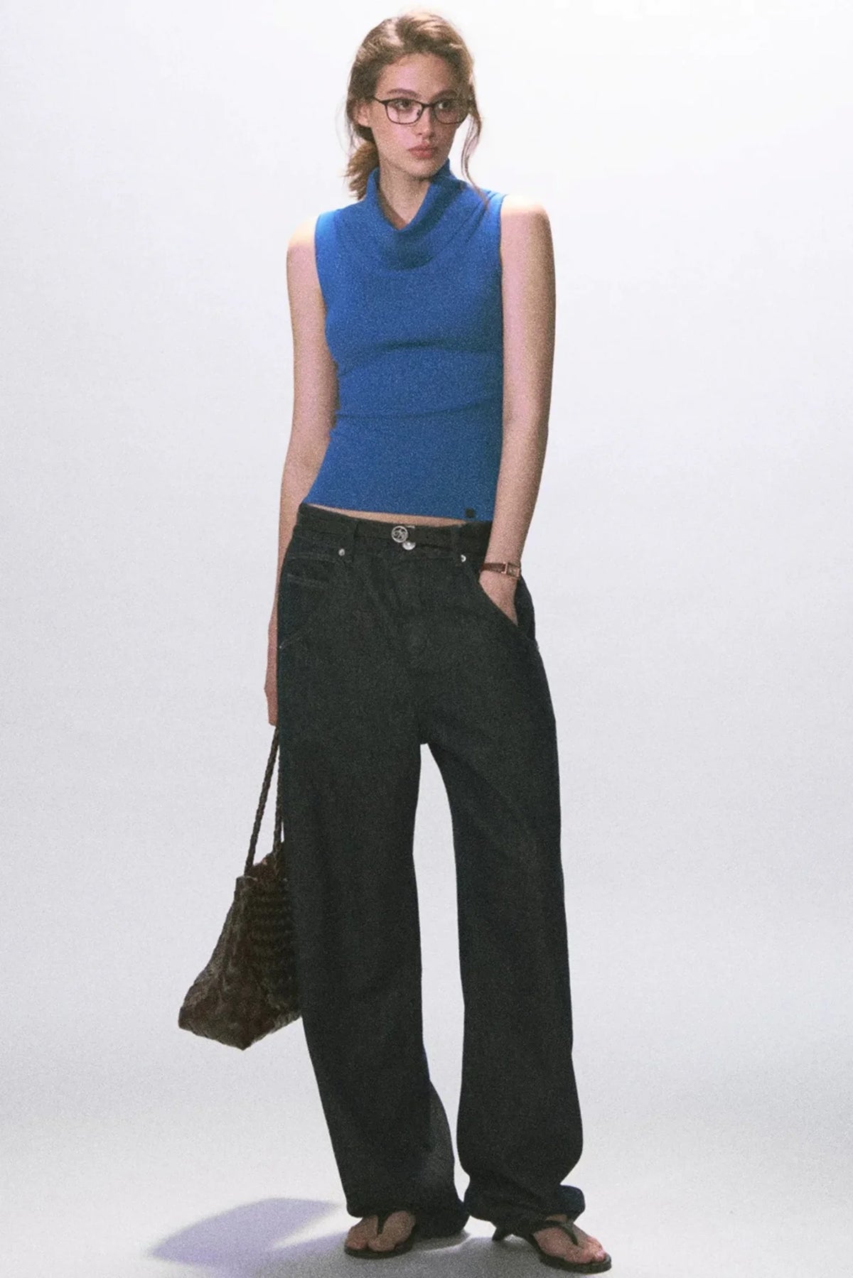 Raw Denim Wide-Leg Jeans