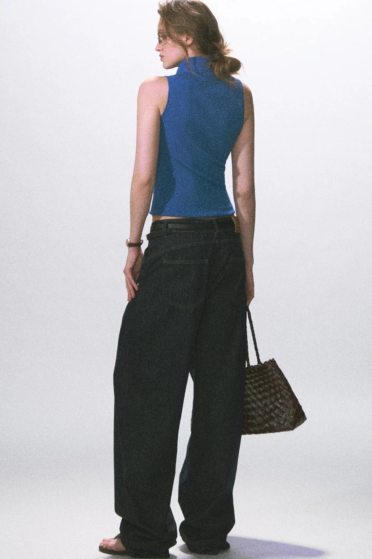 Raw Denim Wide-Leg Jeans