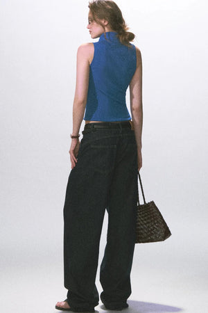 Raw Denim Wide-Leg Jeans