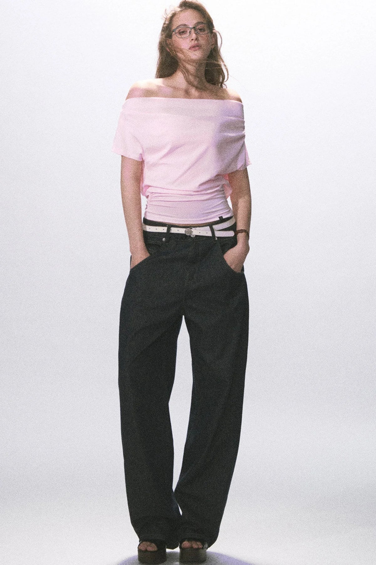 Raw Denim Wide-Leg Jeans