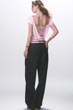 Raw Denim Wide-Leg Jeans